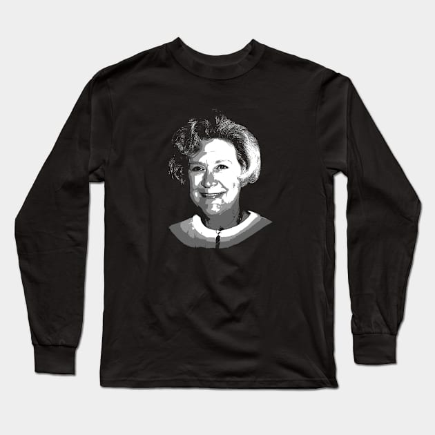 mrs slocombe blakc and white art Long Sleeve T-Shirt by jerrysanji